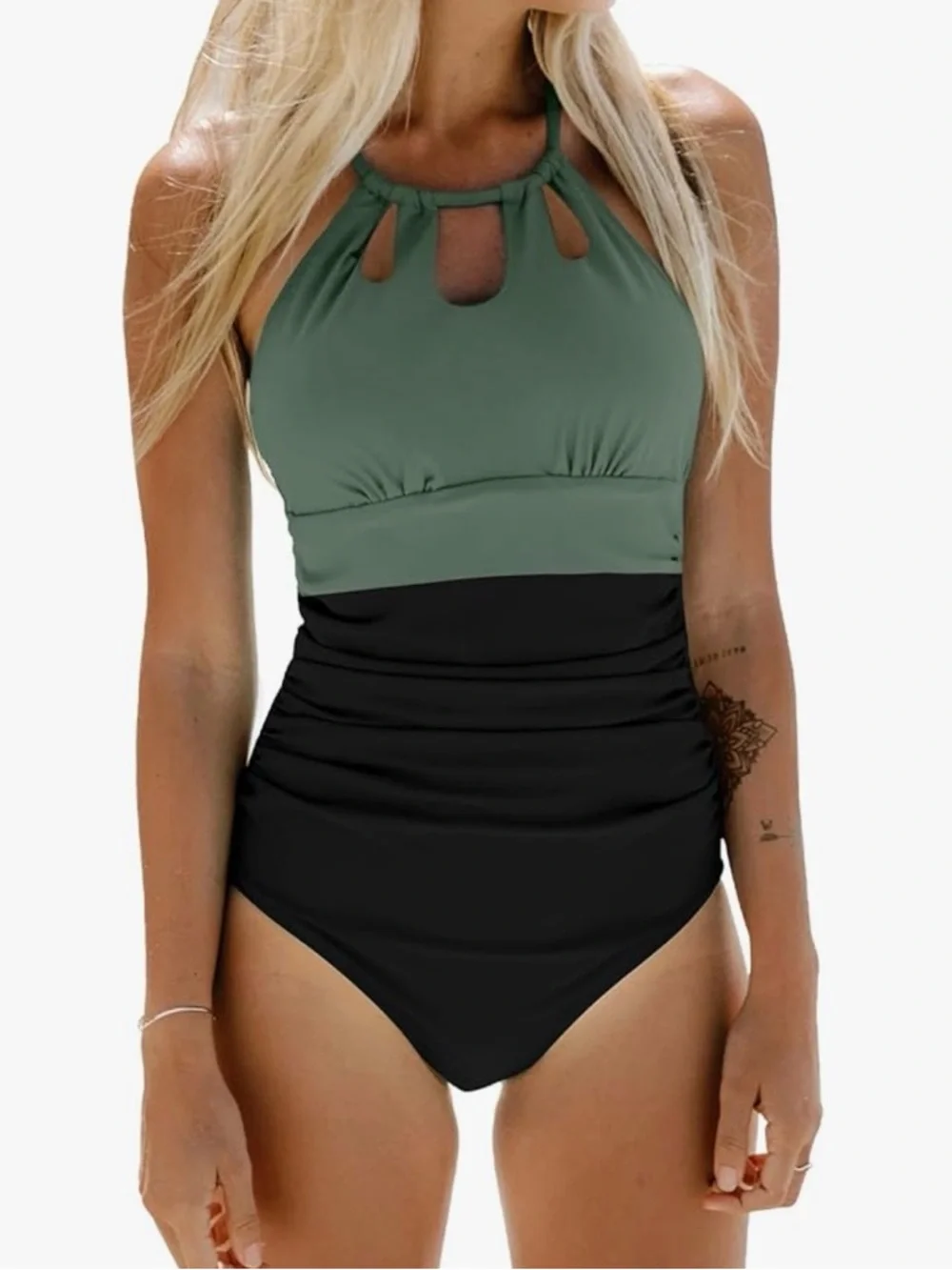 CUPSHE One-Piece High Neck Tummy Control Swimsuit - Picture 2 of 9